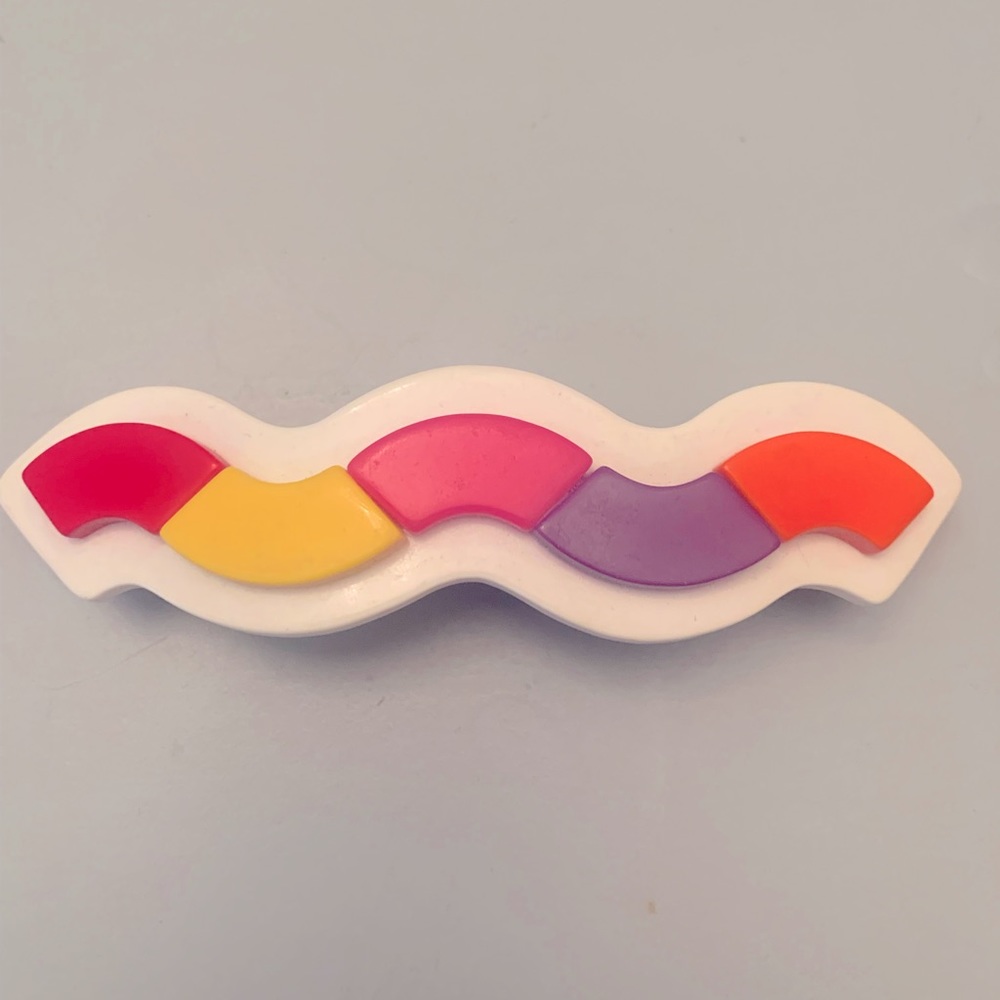 Vintage 80s French ๐ซ๐ท white-multi wave ๐ barrette - Picture 1 of 4